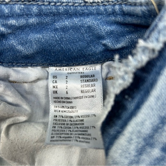 American Eagle Jeans Womens 2 Hi Rise Jegging Next Level Stretch Distressed Hole - Picture 2 of 5